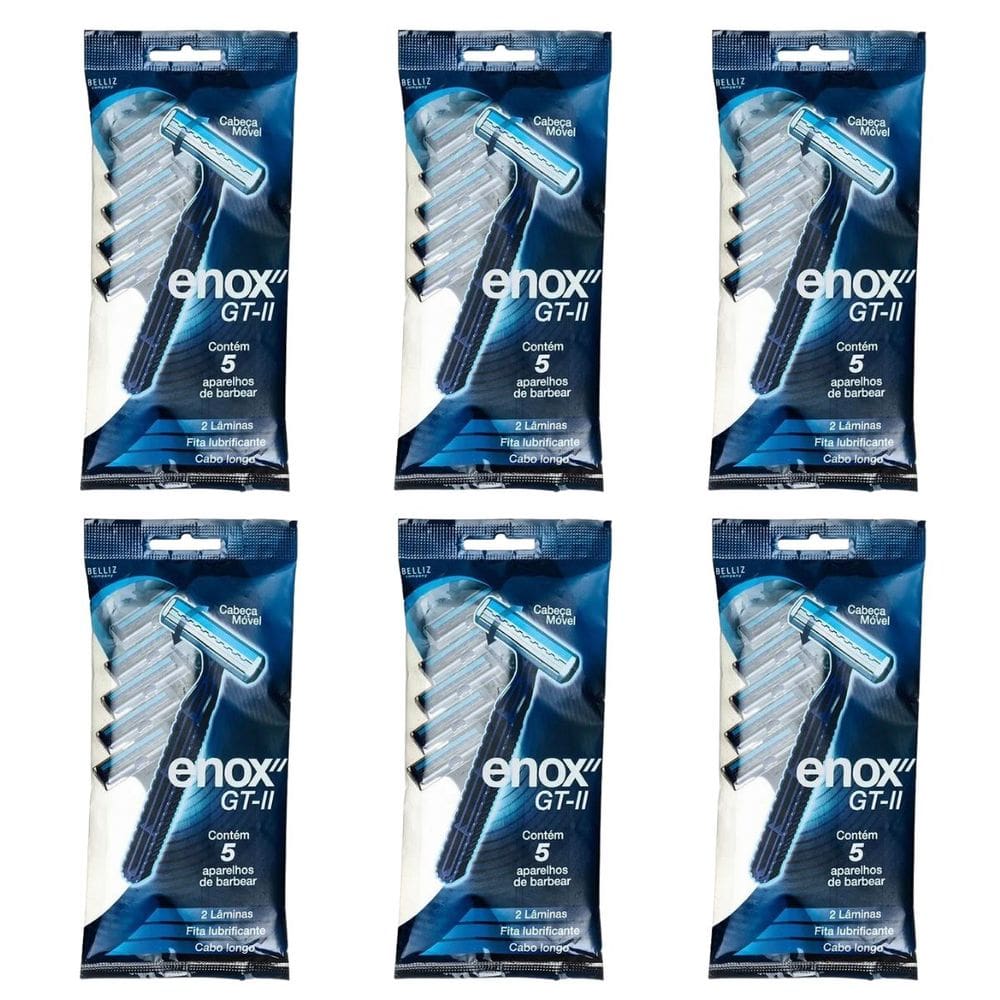 Kit Aparelho De Barbear Descartável Enox Gt-2 Cód.1758 C/6