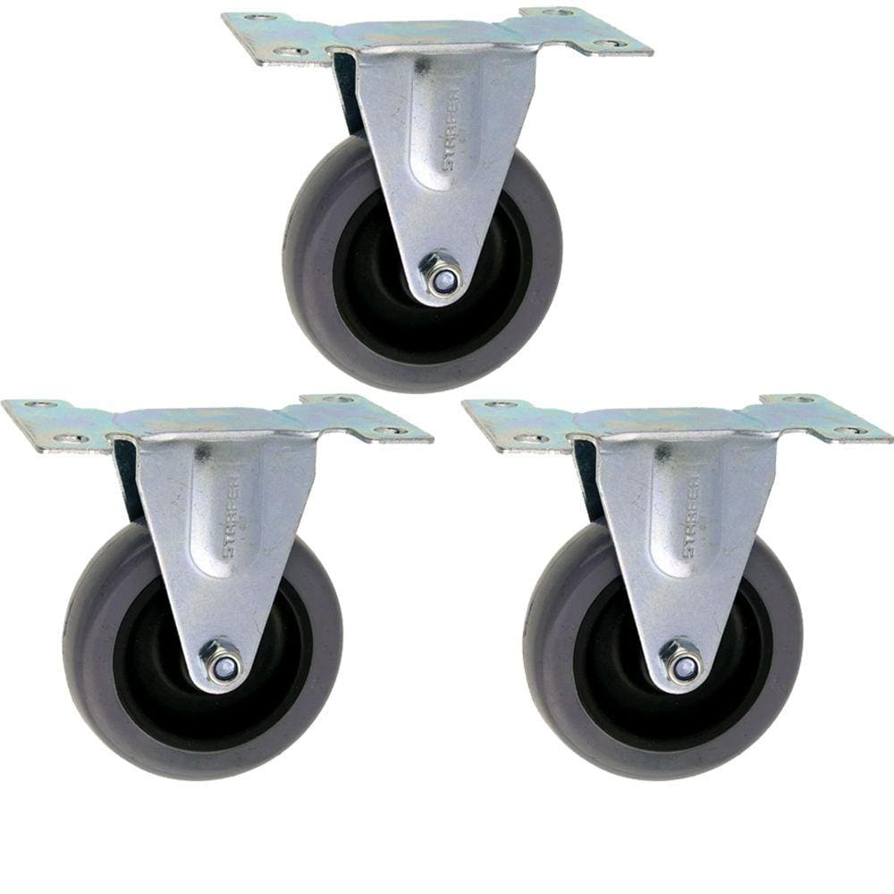 Kit 3 Rodízio Polipropileno Placa Fixa Aparafusar 4 Polegadas - Starfer