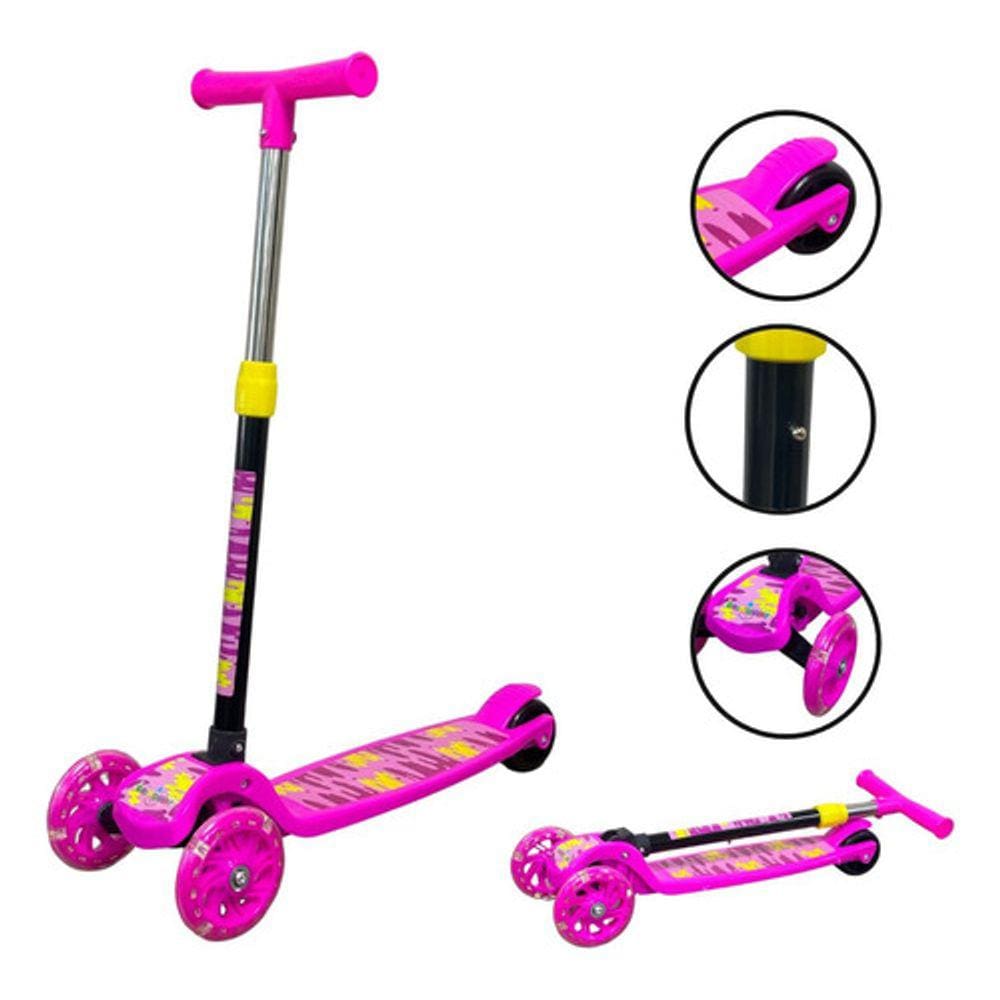 Patinete Infantil Dobrável Ajustável C/ Freio Importway Rosa