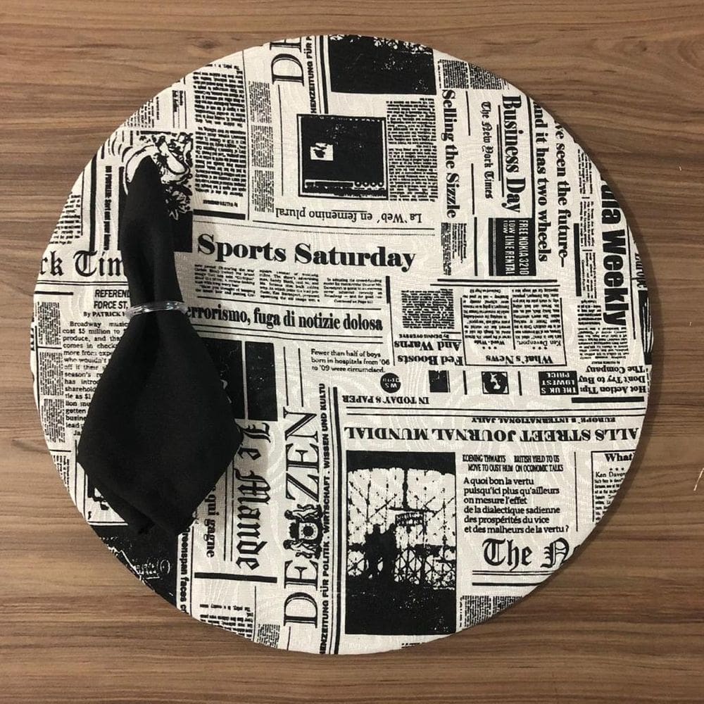 Jogo De Sousplat De Tecido 6 Lugares Completos Preto