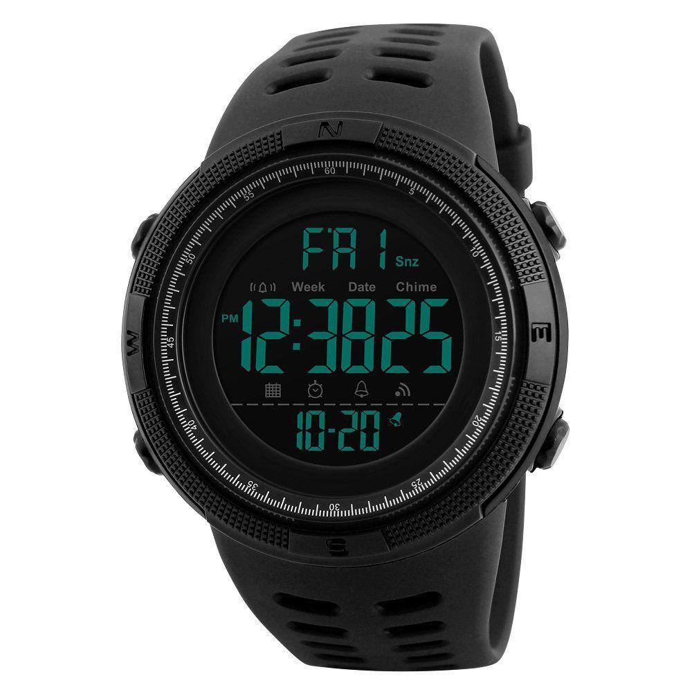 Relógio esportivo digital masculino TONSHEN à prova d`água de 50 m com LED Bla