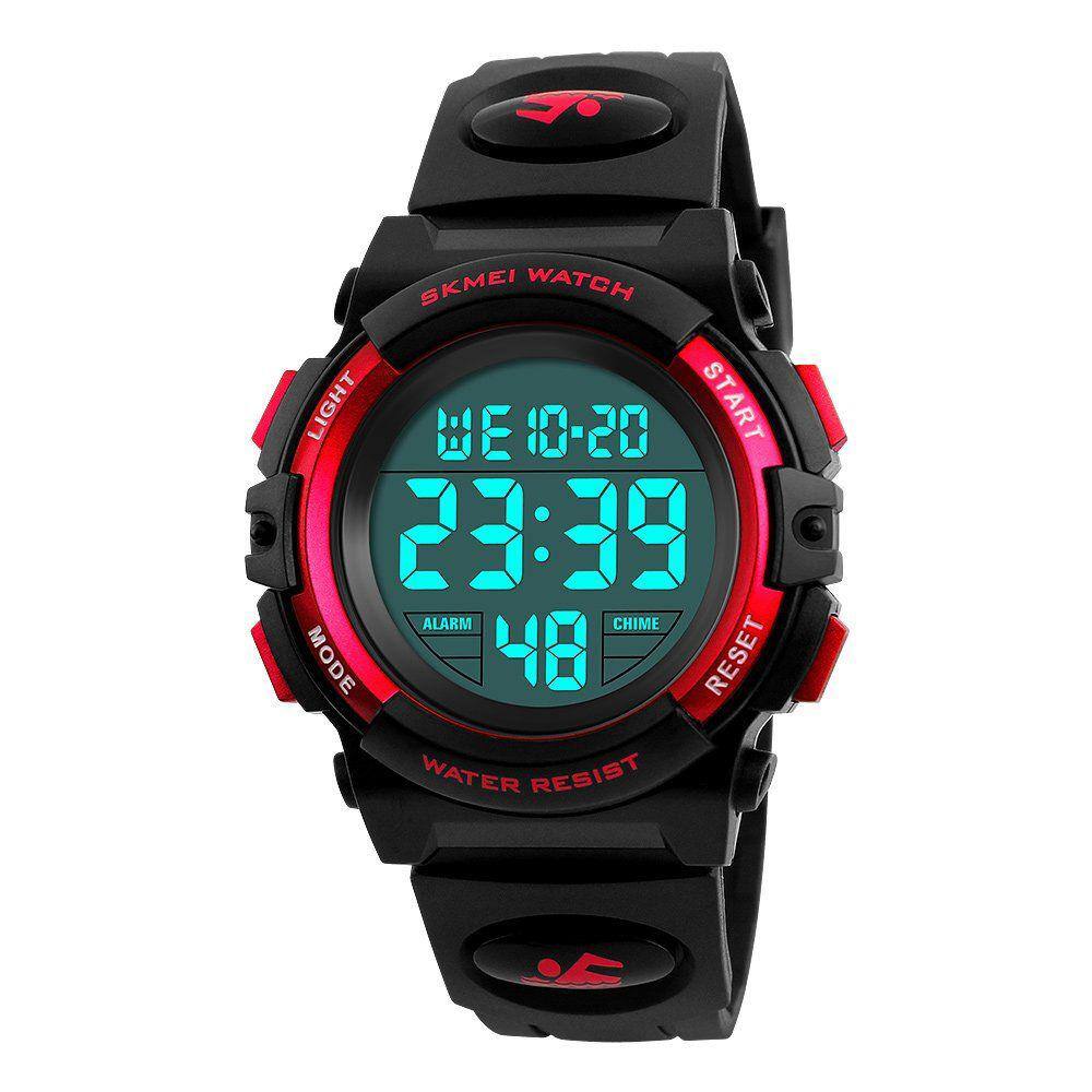 Relógio esportivo IWOCH Boys Camouflage LED impermeável para crianças