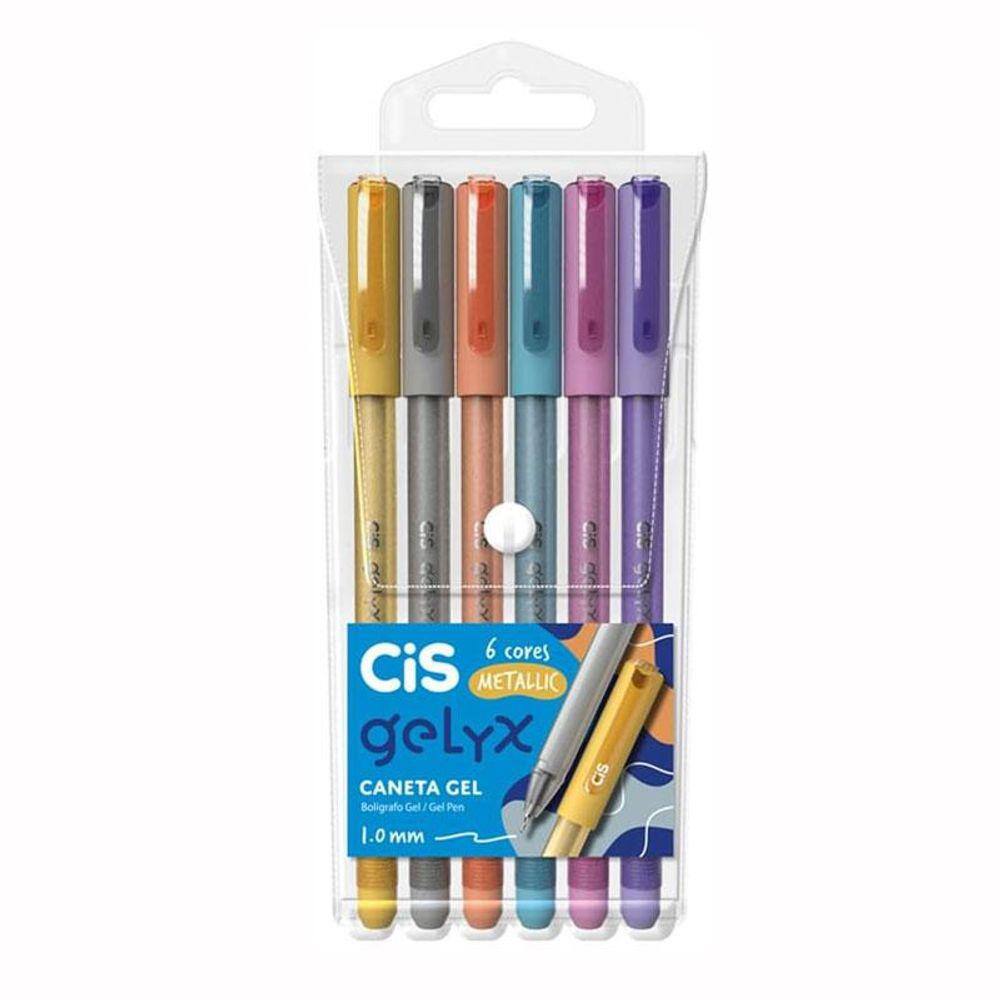 Caneta gel 1.0mm Gelyx 5.7118 com 6 cores metálicas - Cis