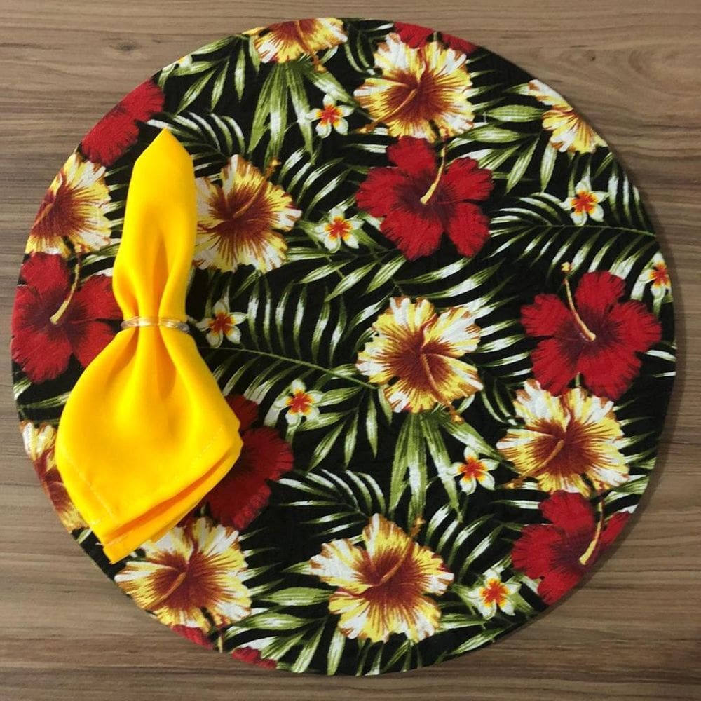 Jogo De Sousplat De Tecido 6 Lugares Completos Amarelo