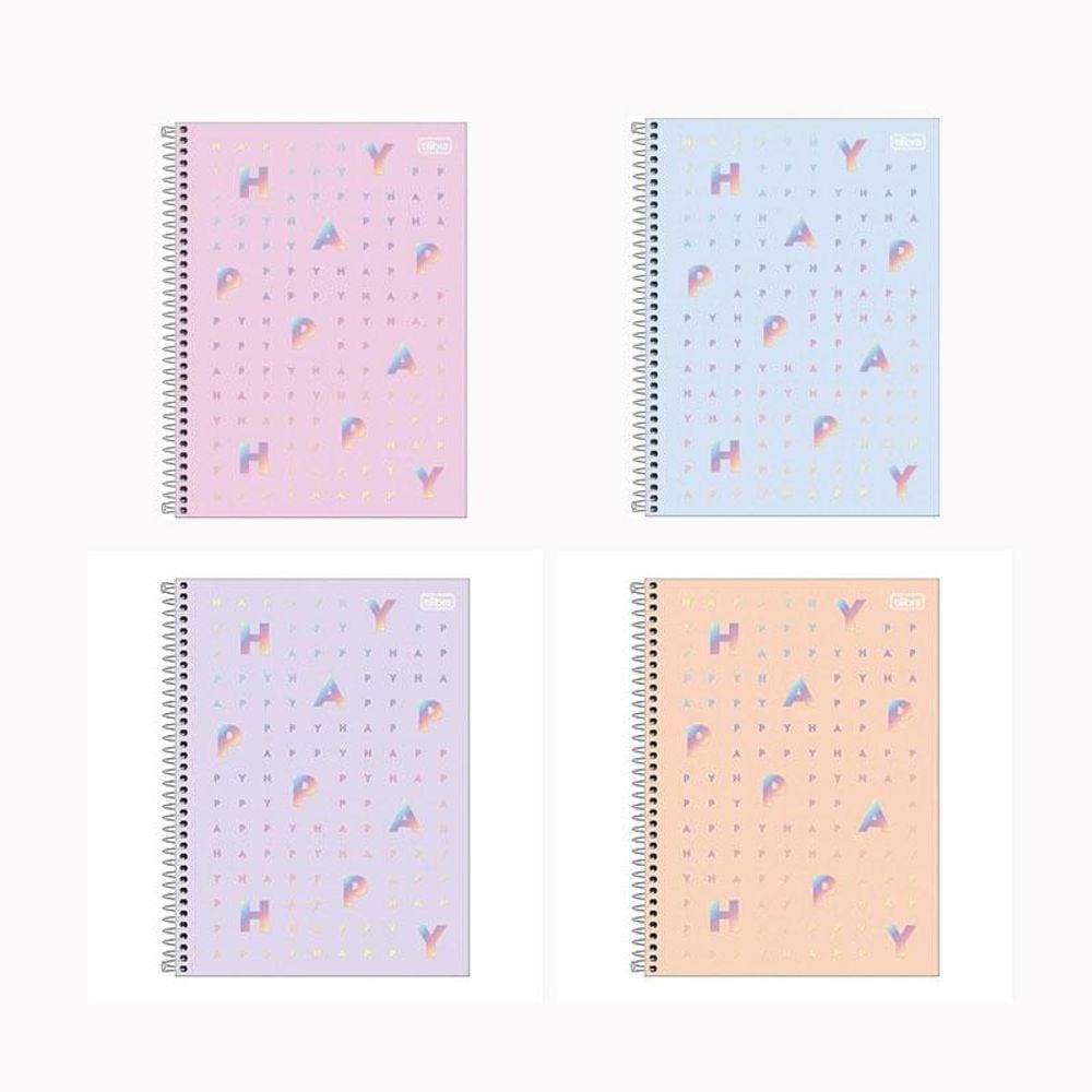 Caderno espiral Univ 16x1 256 fls Happy Tilibra