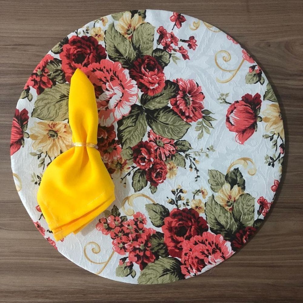 Jogo De Sousplat De Tecido 6 Lugares Completos Amarelo