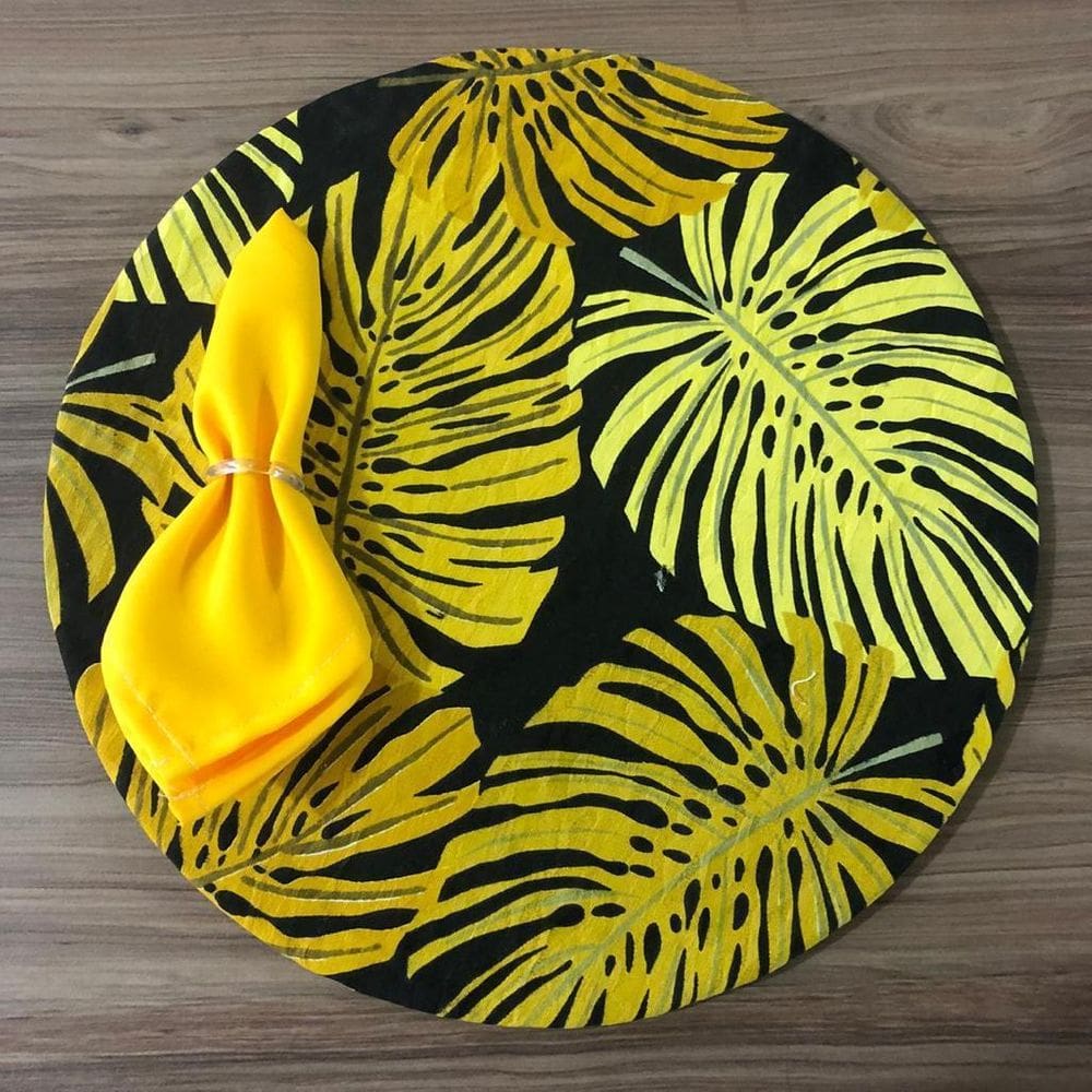 Jogo De Sousplat De Tecido 4 Lugares Completos Amarelo