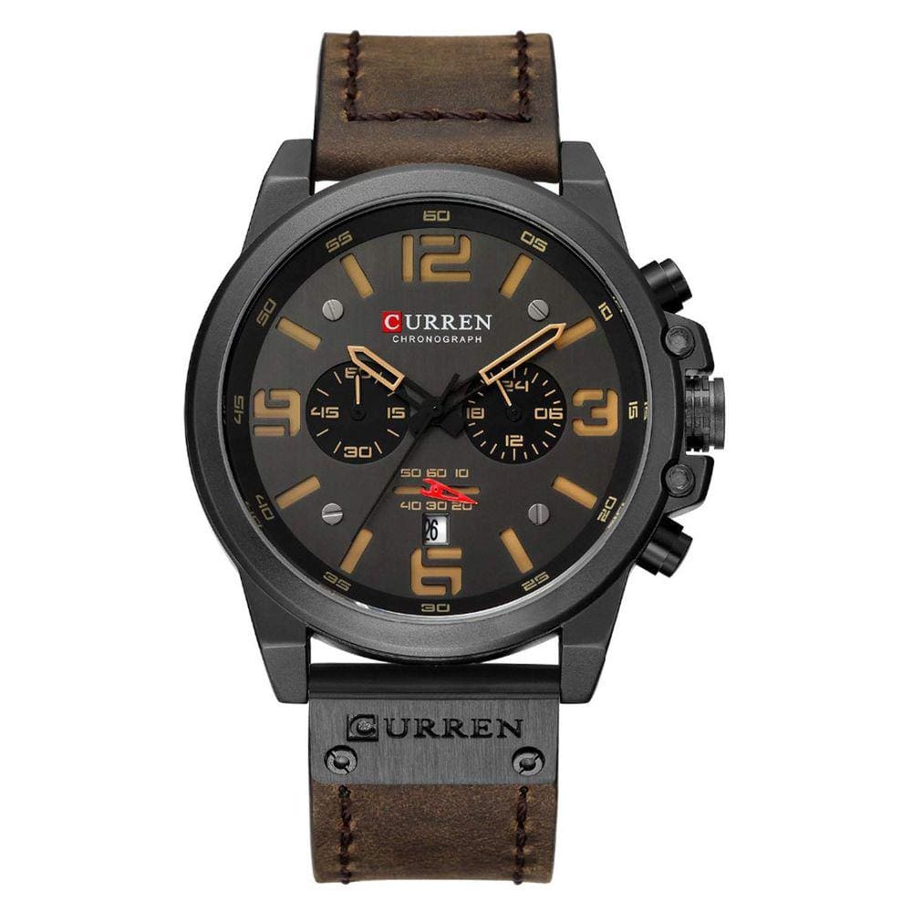Relógio CURREN, marca de luxo, cronógrafo masculino, couro impermeável