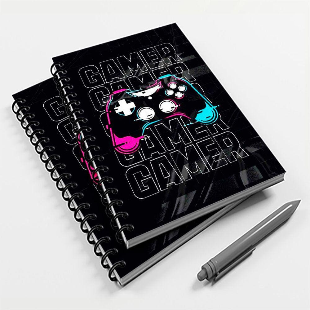 Caderno Universitário 200 fls 10 Mat. Gamer Joystick Mod. 02