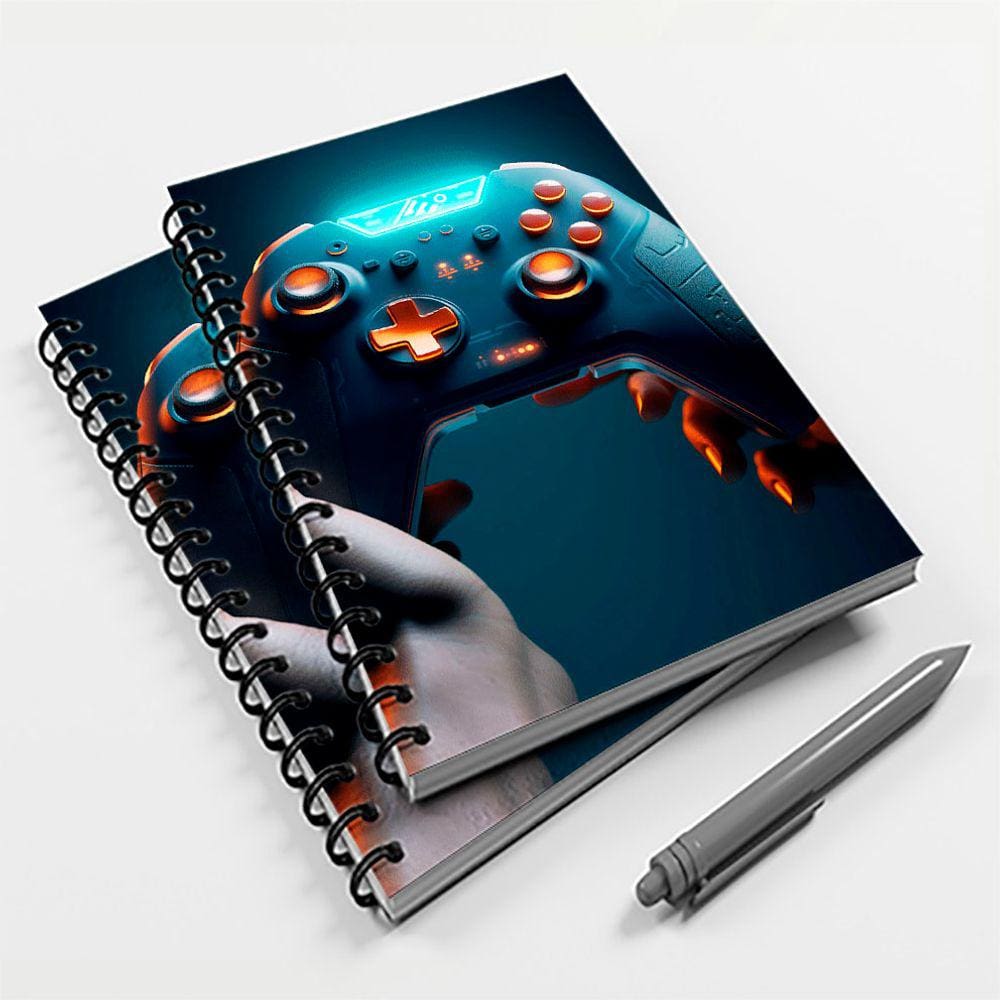 Caderno Universitário 200 fls 10 Mat. Gamer Joystick Mod. 01