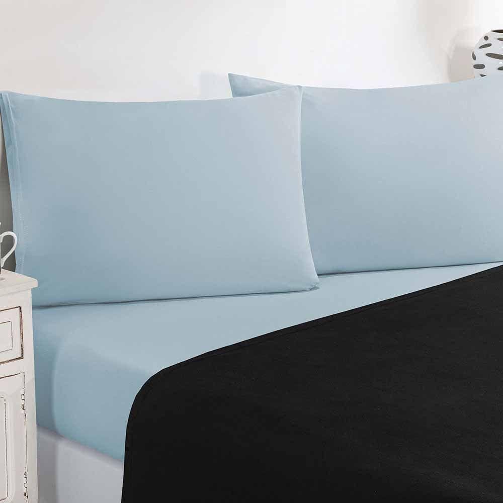 Jogo De Cama Malha Lençol 100% Algodão Gran Moratta 3 Peças Solteiro - Preto-azul Bebê
