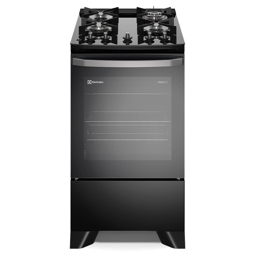 Fogão de Piso Electrolux de 04 Bocas Efficient com PerfectCook Preto - FE4GP