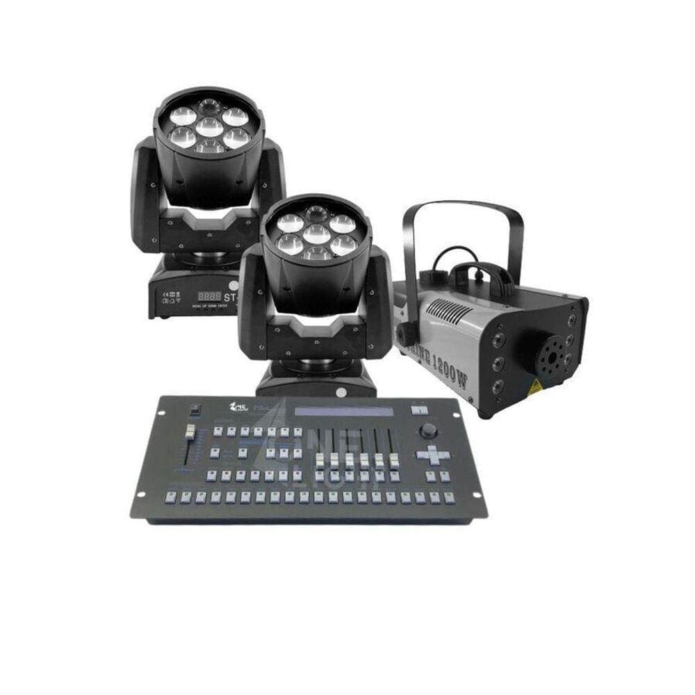 Kit 2 Mini Moving + Máquina De Fumaça 1200W + Mesa Pilot
