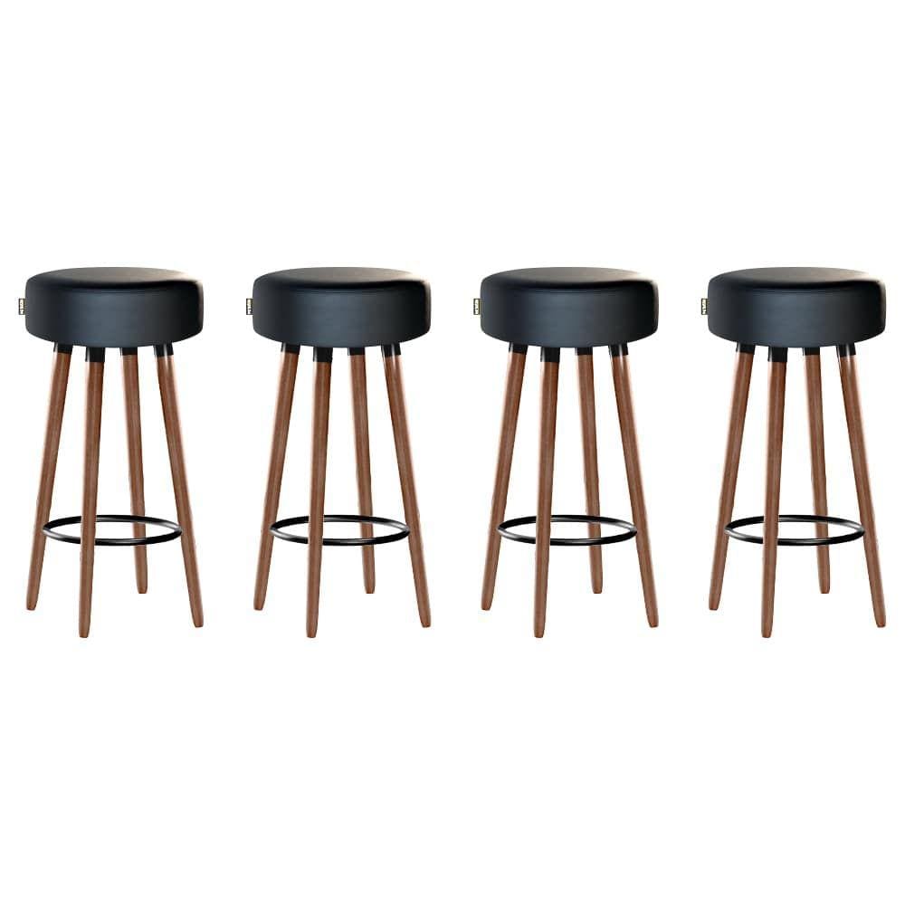 Kit 4 Banquetas Alta Pés Palito Roma Preto 70cm