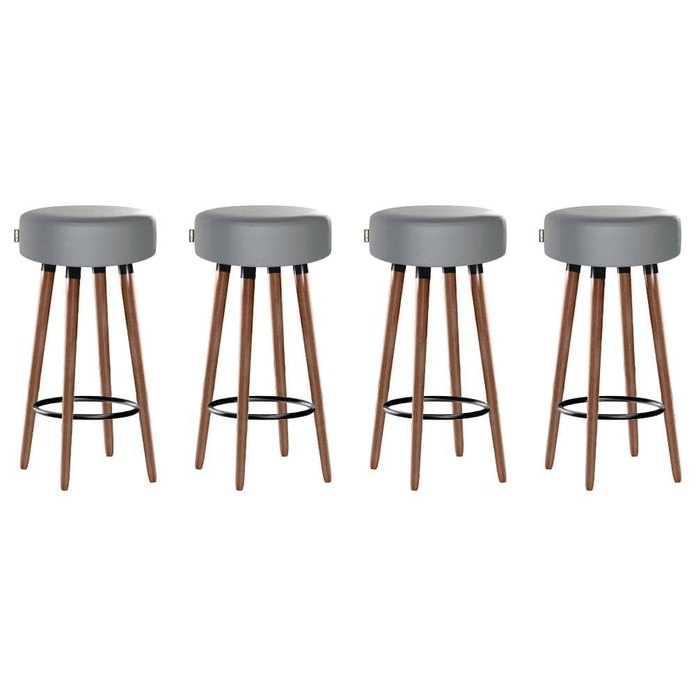 Kit 4 Banquetas Alta Pés Palito Roma Cinza 70cm