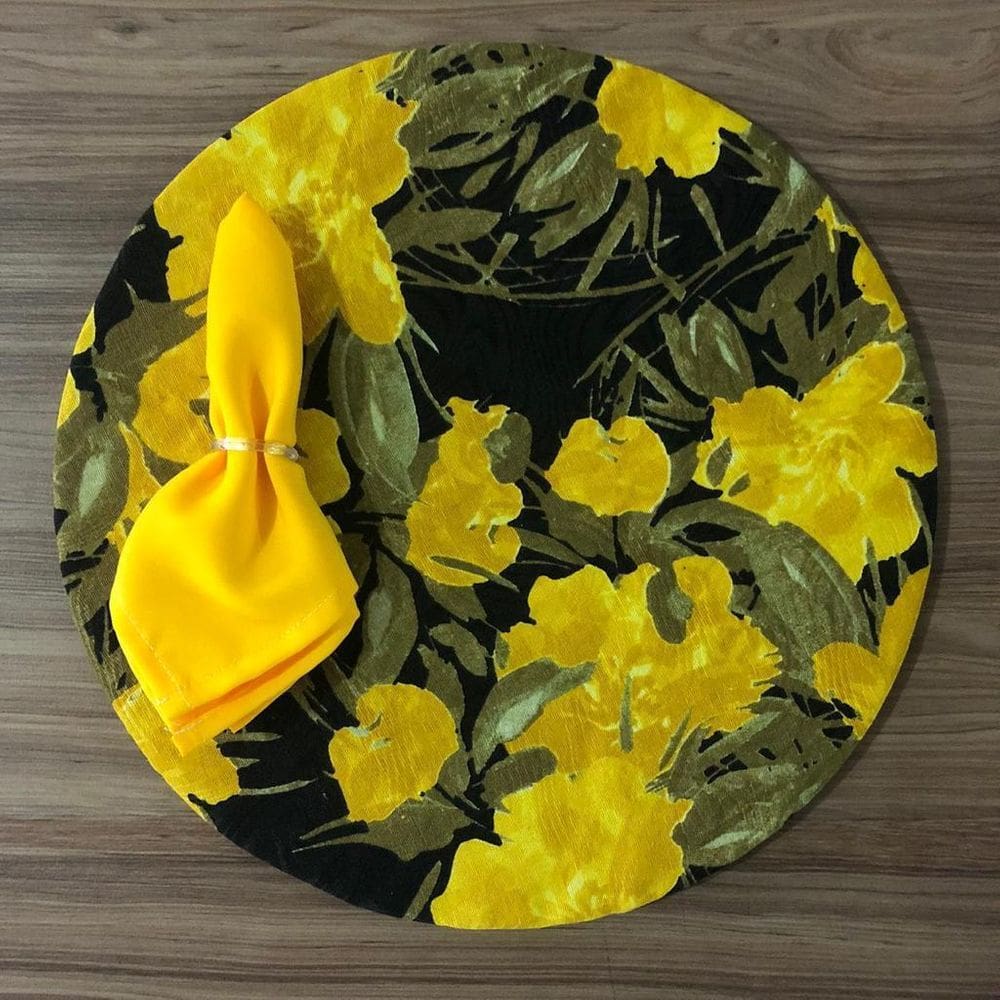Jogo De Sousplat De Tecido 4 Lugares Completos Amarelo