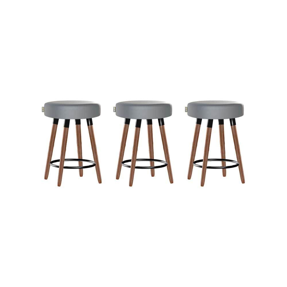 Kit 3 Bancos Moderno Pé Palito Roma Slim Cinza 50cm