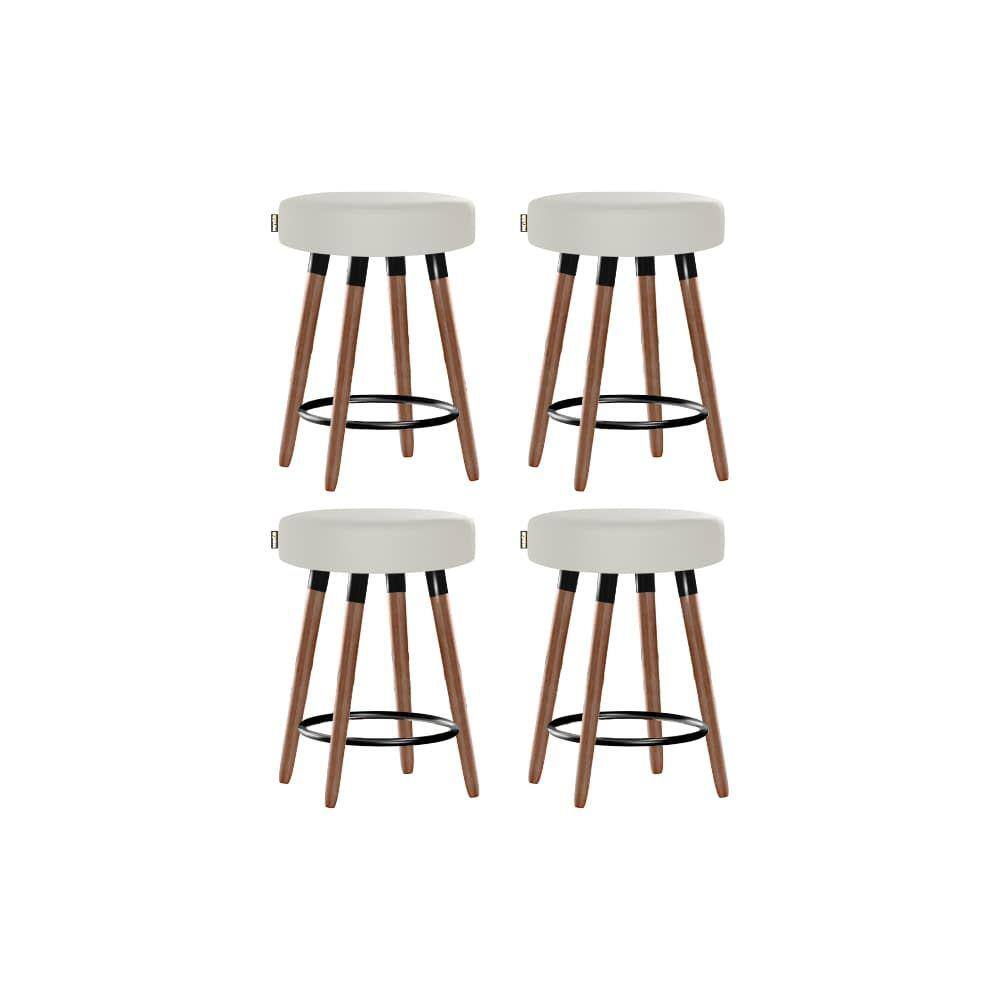 Kit 4 Bancos Moderno Pé Palito Roma Slim Bege Claro 50cm