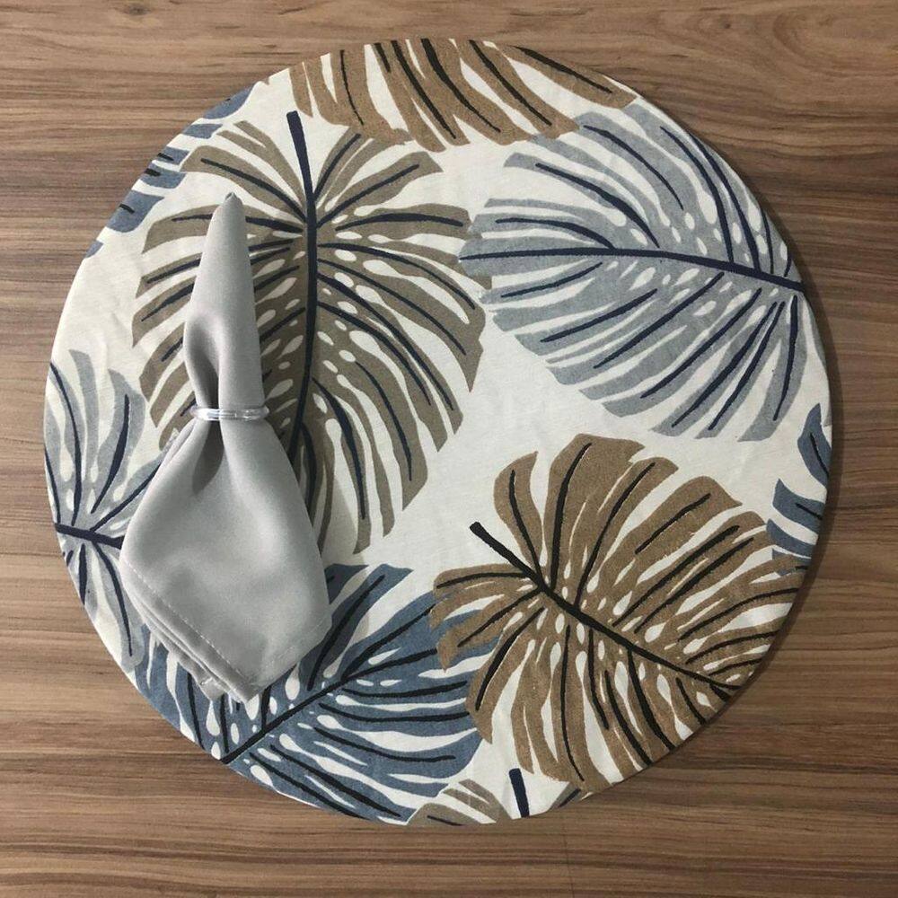 Jogo De Sousplat De Tecido 4 Lugares Completos Cinza