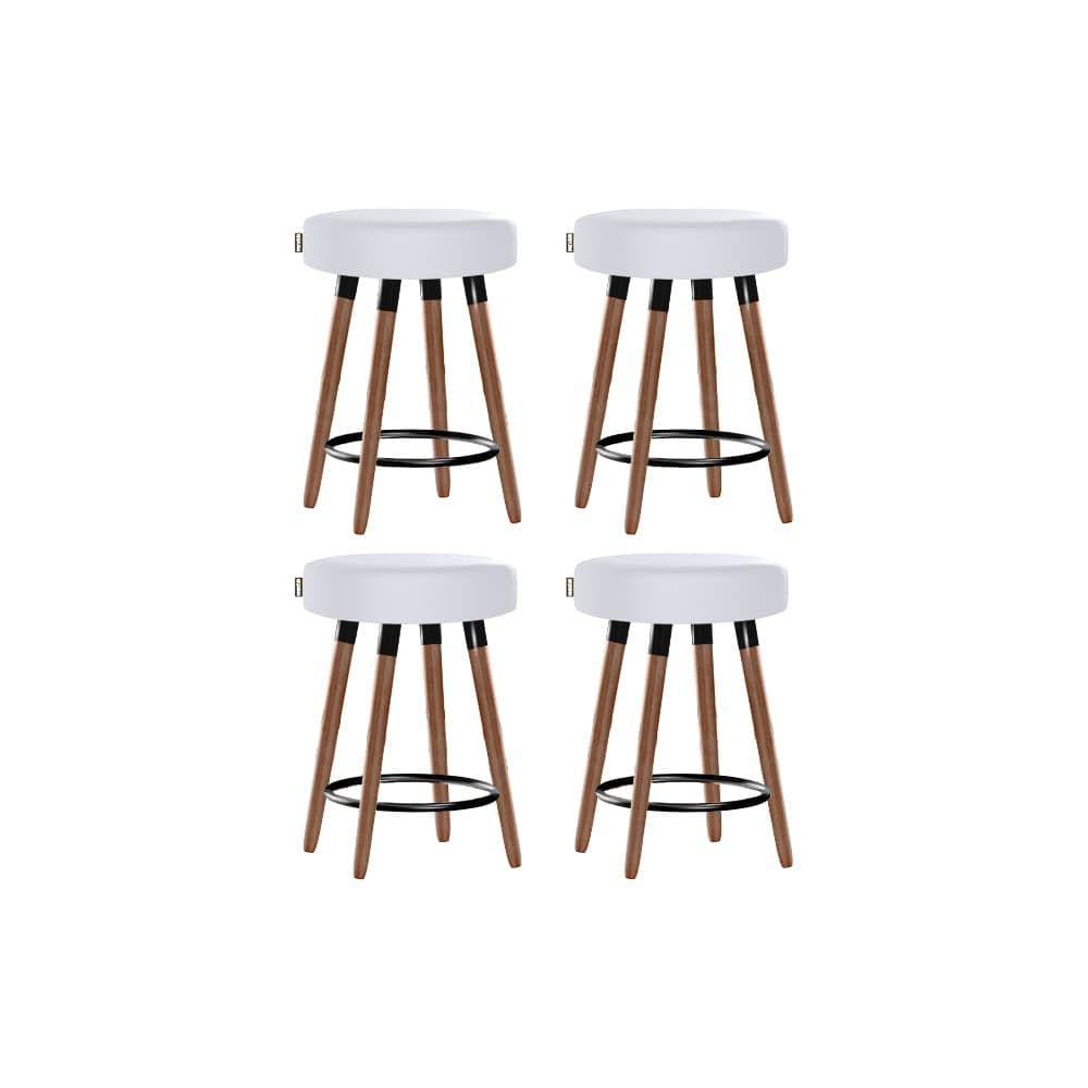 Kit 4 Bancos Moderno Pé Palito Roma Slim Branco 50cm