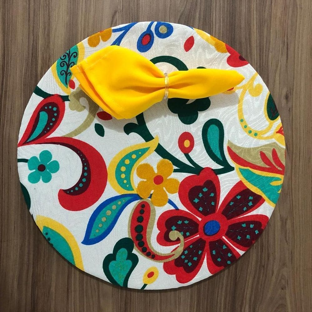 Jogo De Sousplat De Tecido 2 Lugares Completos Amarelo