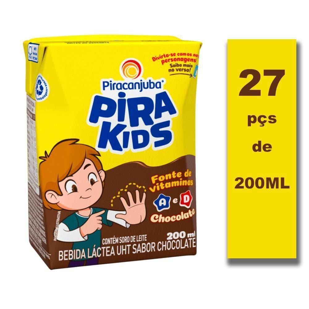 Caixa Com 27 Bebida Láctea Uht Chocolate Pirakids De 200Ml