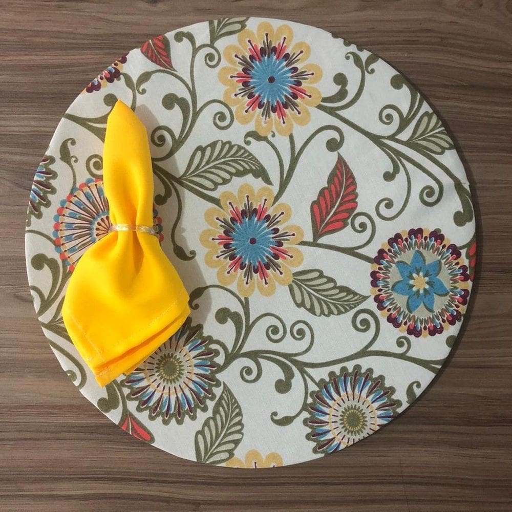 Jogo De Sousplat De Tecido 4 Lugares Completos Amarelo