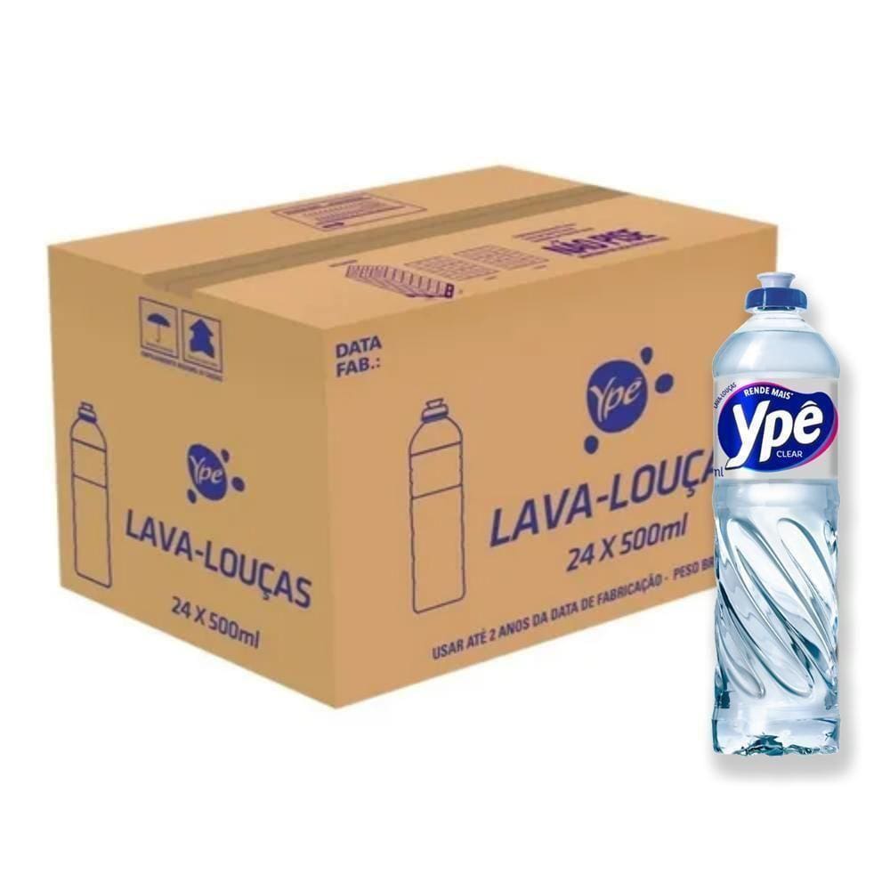 Detergente Líquido Ypê Clear Caixa Com 24 Unidades De 500Ml