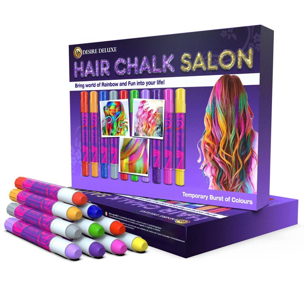 Conjunto de giz de cabelo Desire Deluxe, 10 canetas coloridas temporárias para meninas