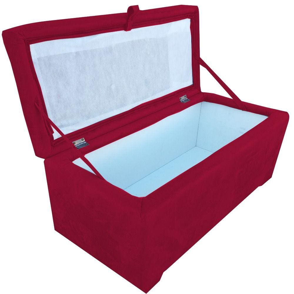 Bau puff 80 organizador porta treco brinquedos sapatos infantil multiuso Vermelho