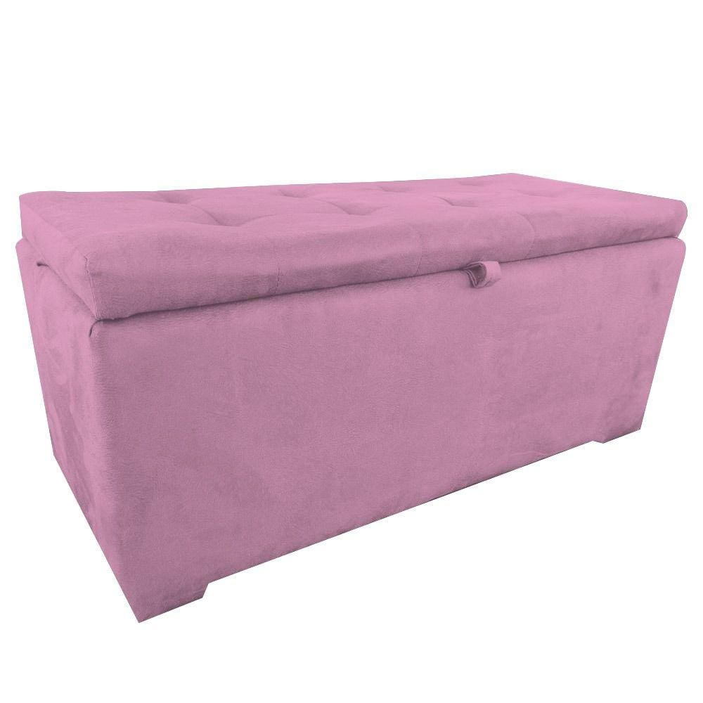 Bau puff 80 organizador porta treco brinquedos sapatos infantil multiuso Rosa