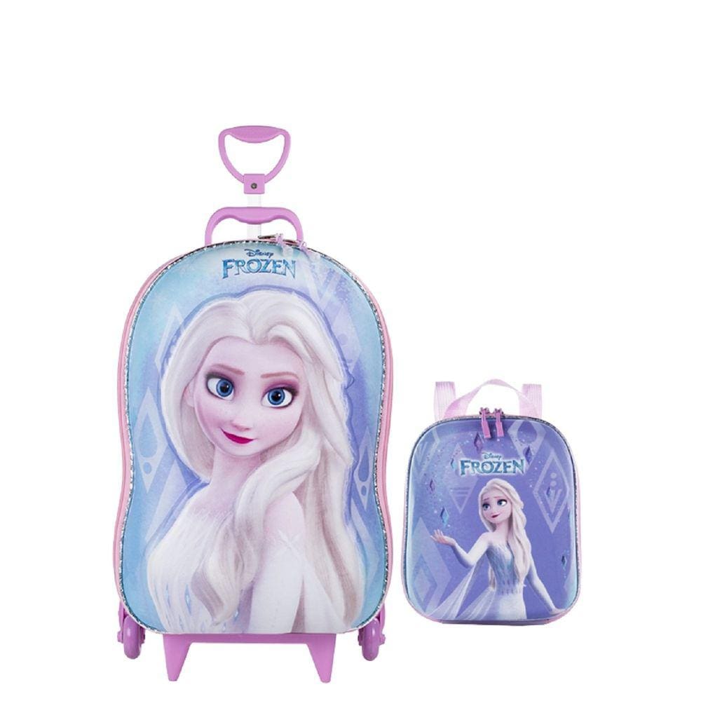 Kit Mochila com Rodinha Frozen Elza 3D + Lancheira Infantil Frozen Elza Maxtoy Diplomata