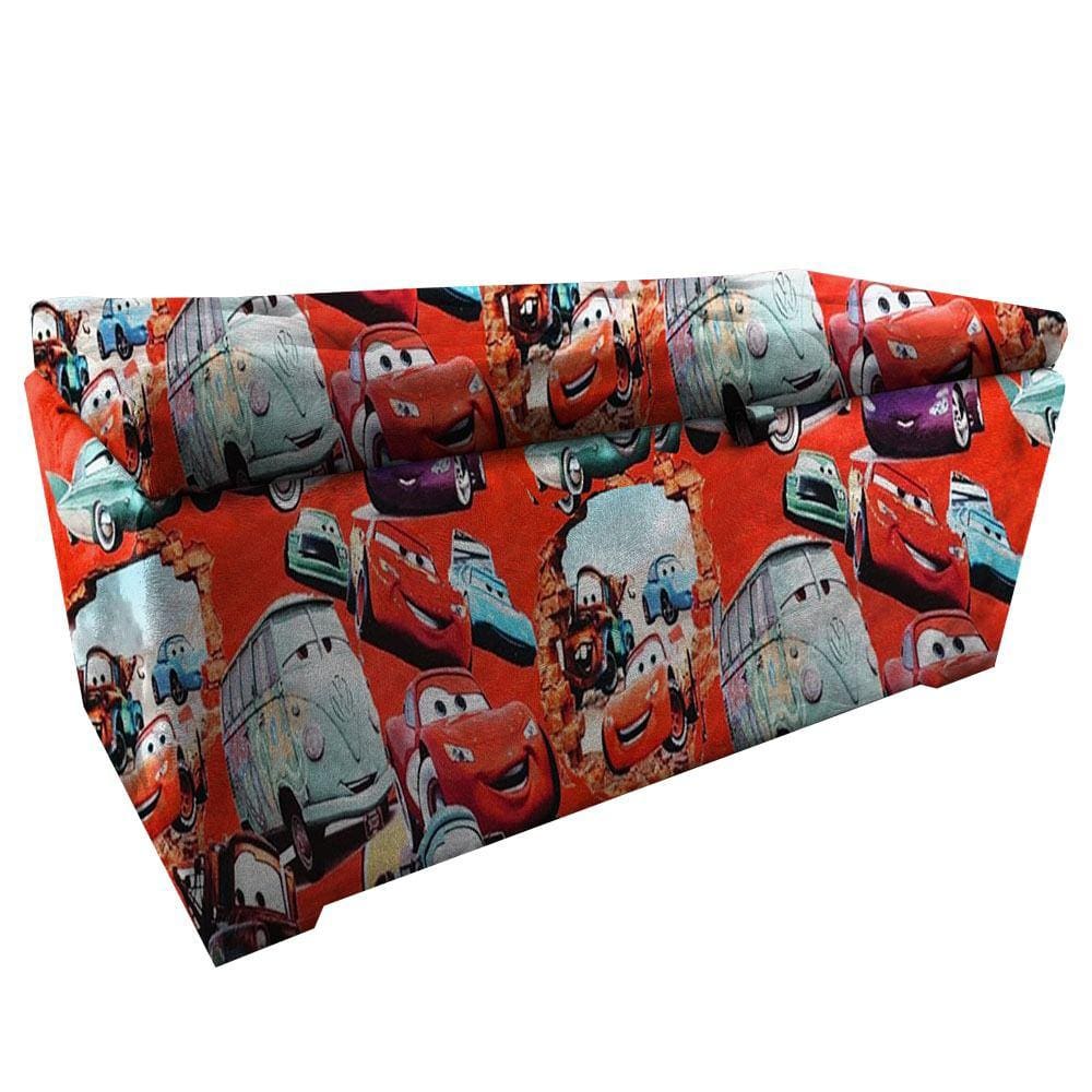 Bau puff 80 organizador porta treco brinquedos sapatos infantil multiuso Carros