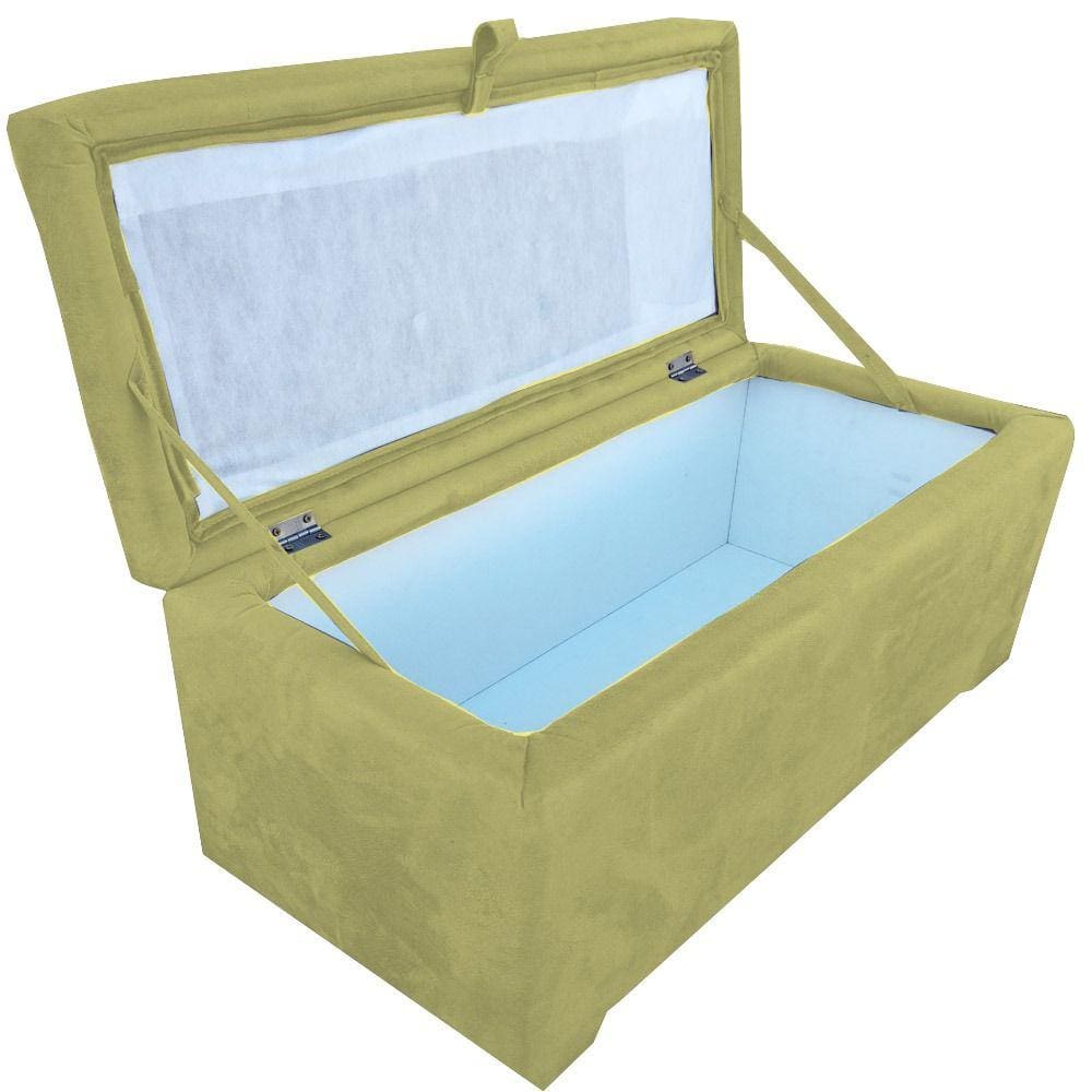 Bau puff 80 organizador porta treco brinquedos sapatos infantil multiuso Amarelo