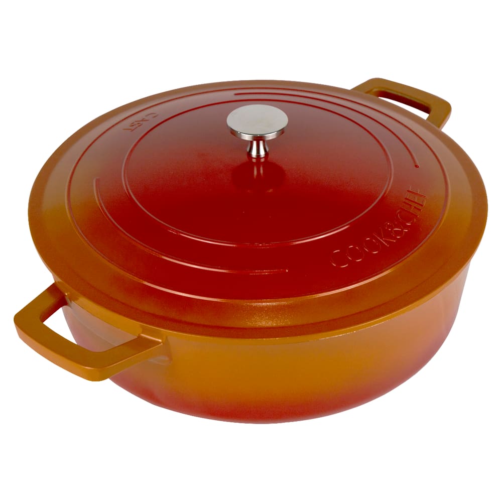 Panela Caçarola Baixa 28cm Revestimento Cerâmica Antiaderente Fundo Indução Cook&Chef 4,6L Mimo Style Laranja