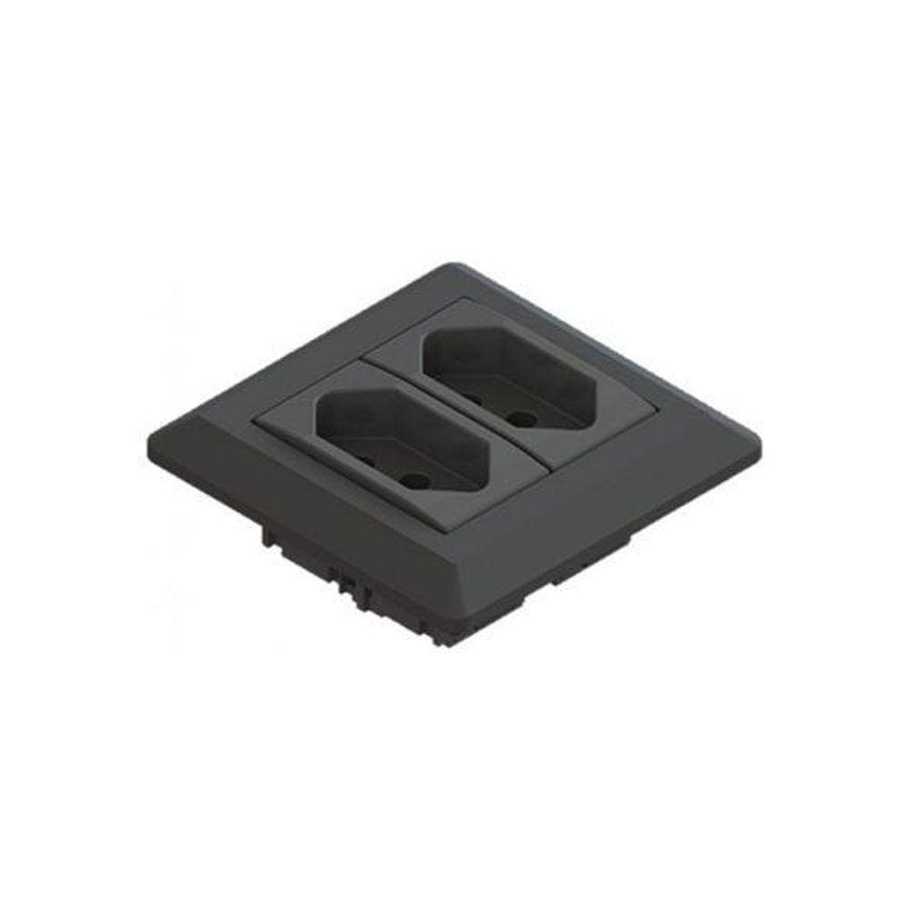 Mini Espelho Serie 200 Facility - 2 Tomadas - Preto - Qt Mov