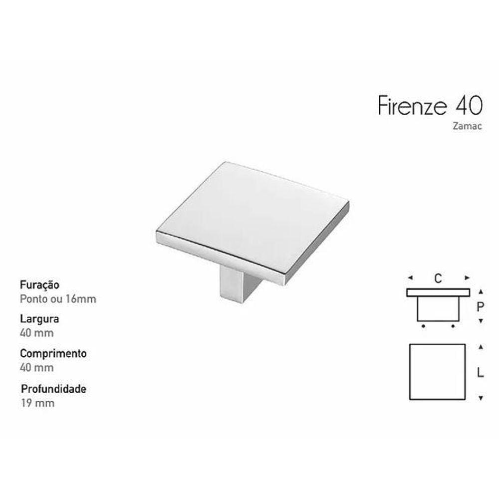 Puxador Firenze 40X40 Mm Cromado