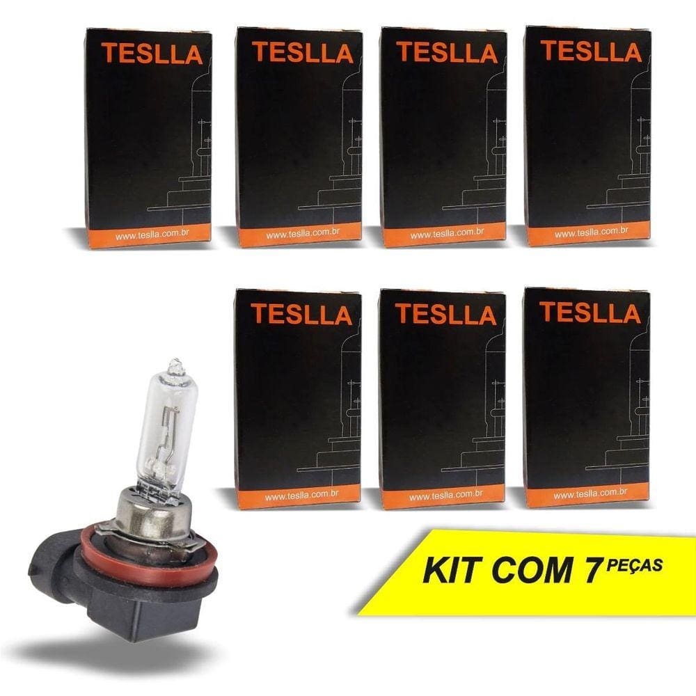Lâmpada H9 Teslla Halógena 12V 65W 3200K Farol Alto - 7 Peças