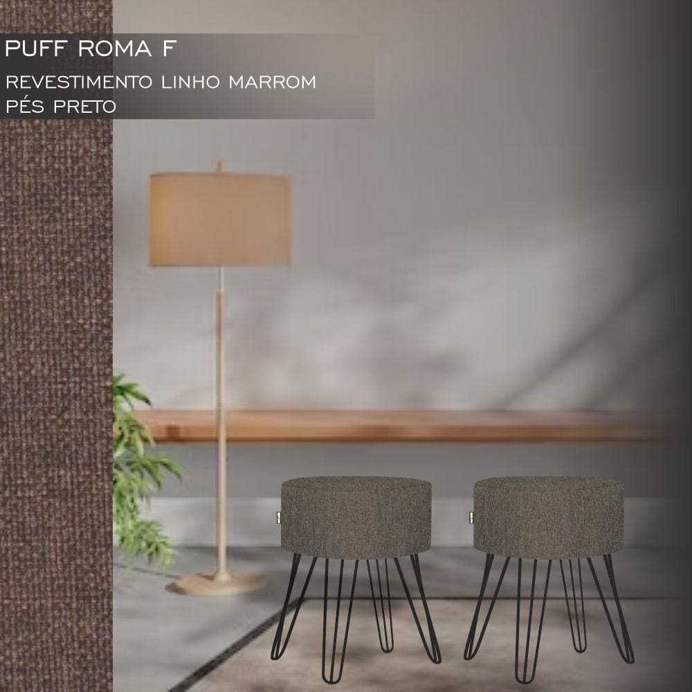 Puff Pé Ferro Decorativo Alto Padrão Marrom 1un