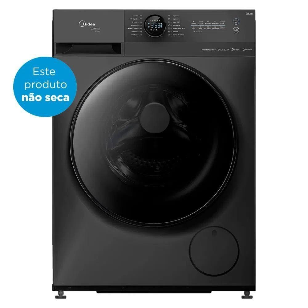 Maquina de Lavar Midea HealthGuard Smart MF200W130WB/GK-01 127V Titanium com 14 Programas e Wi-Fi – 13/8kg
