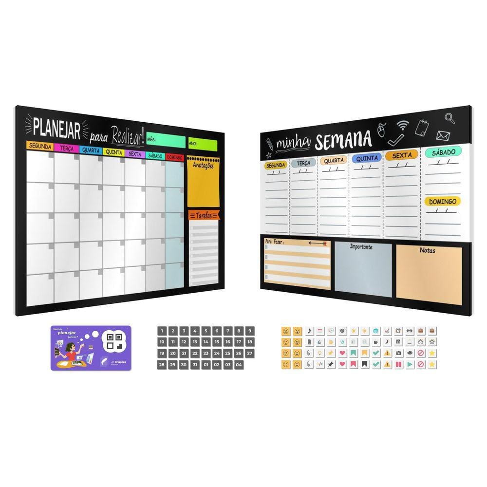 Quadros Produtiv. Calendário Mês/Sem. 60x40cm + Extras