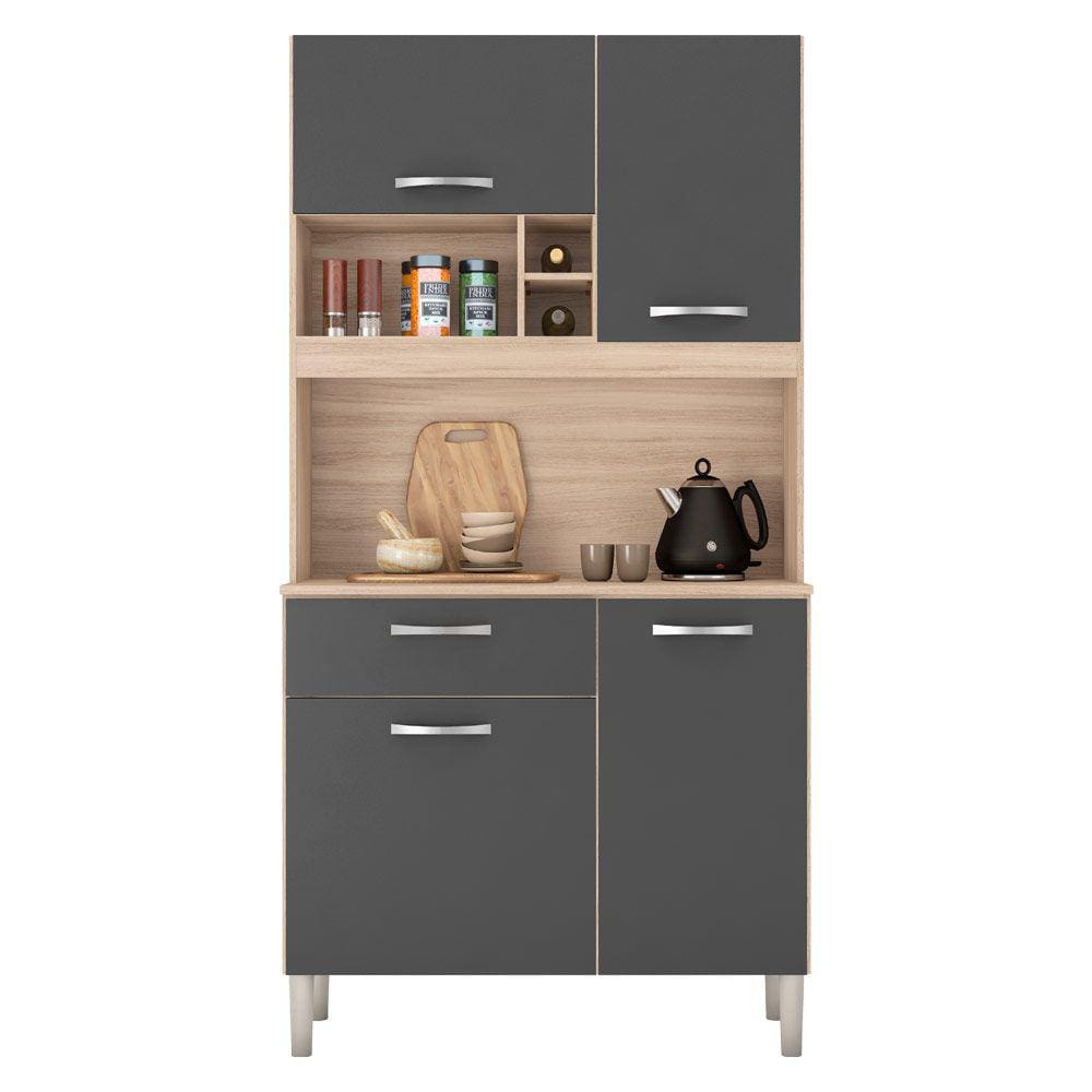 Kit Cozinha 4 Portas 1 Gaveta Malta Avena Grafito Demóbile