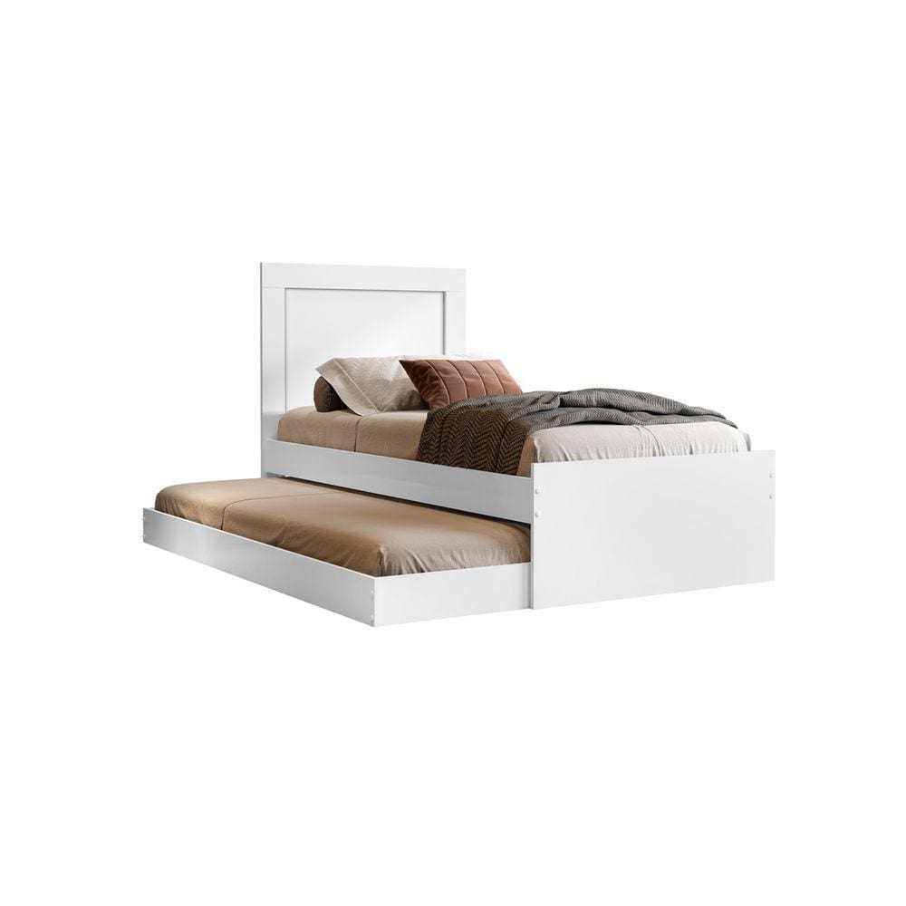 Cama Luara Solteiro Com Auxiliar Branco – VJ Móveis
