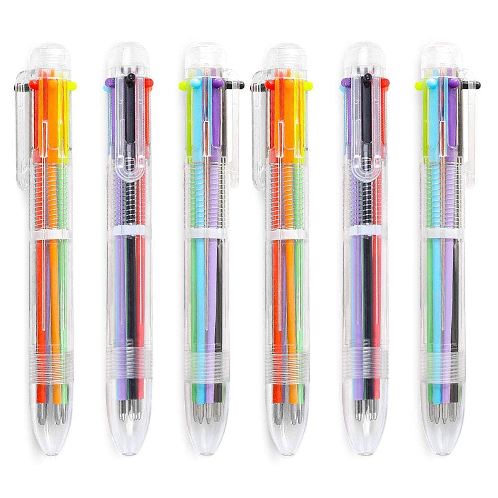 Caneta esferográfica multicolorida Hutou 6 em 1 com ponta de 0,5 mm, pacote com 24