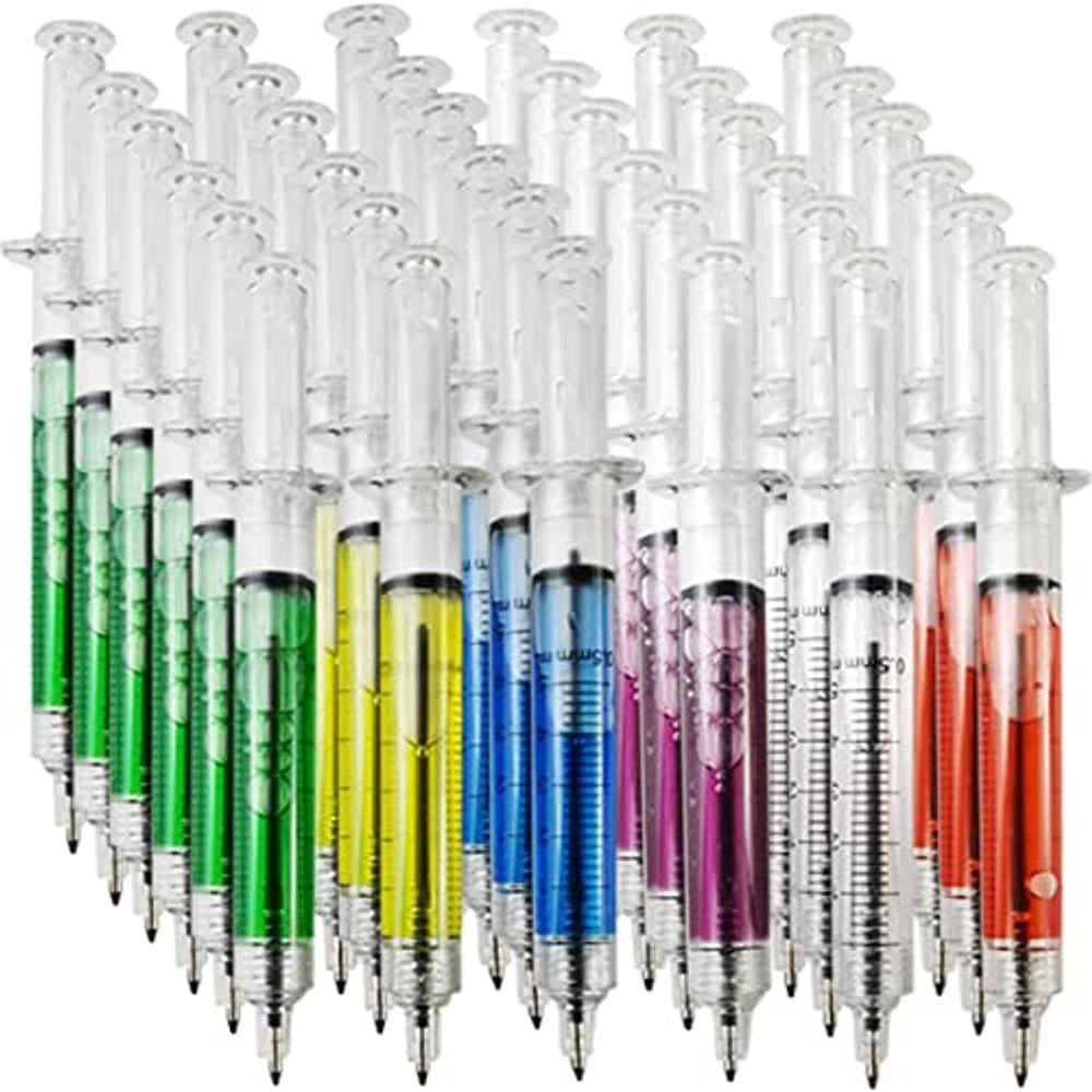 Canetas de seringa TIHOOD, retráteis, divertidas, multicoloridas, conjunto de 36