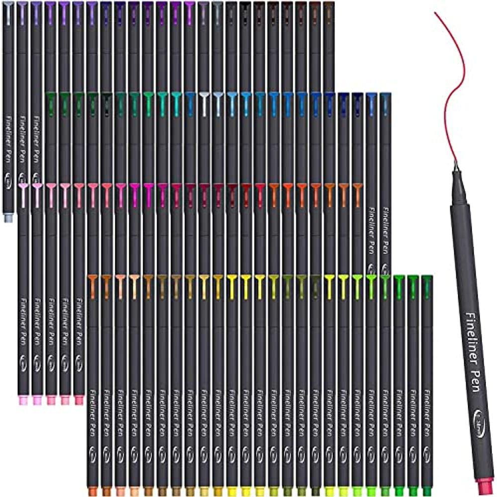 Canetas Planner Tebik, pacote 108, coloridas com 8 estênceis e 100 cores