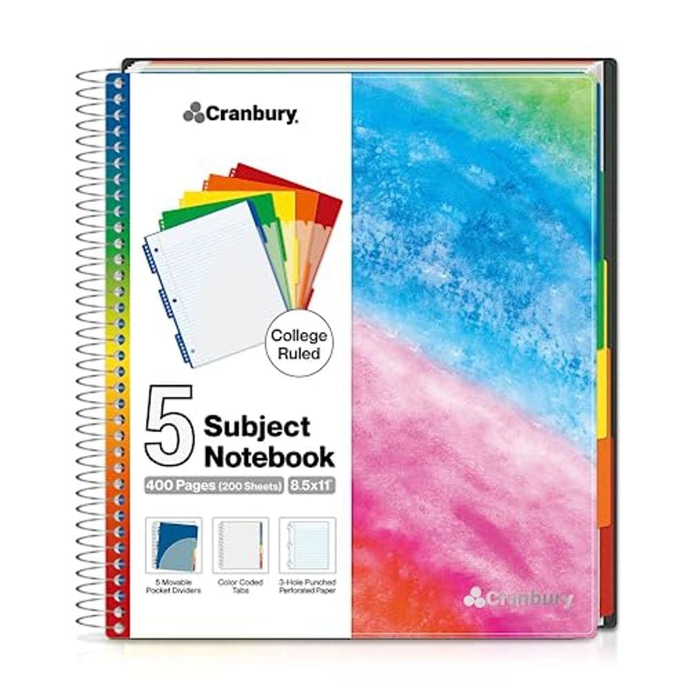 Caderno CRANBURY 5-Subject College Ruled 200 folhas