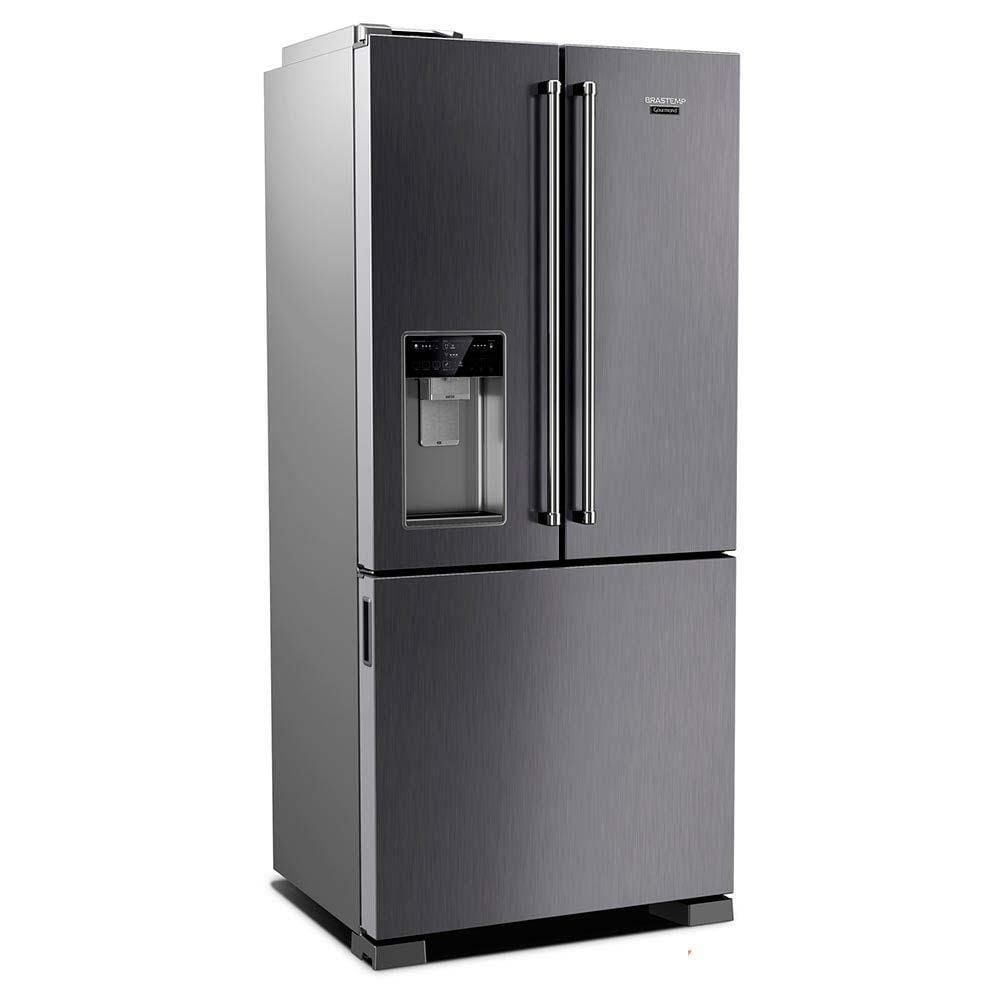 Refrigerador Inverse 03 Portas Brastemp Frost Free com 515 Litros com Água e Gelo na Porta Inox - BRH86AR