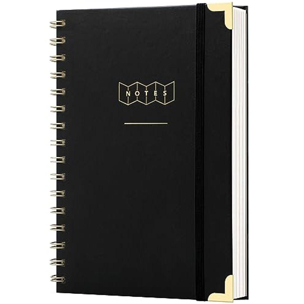 Caderno de capa dura Spiral College Ruled A5 160 páginas preto
