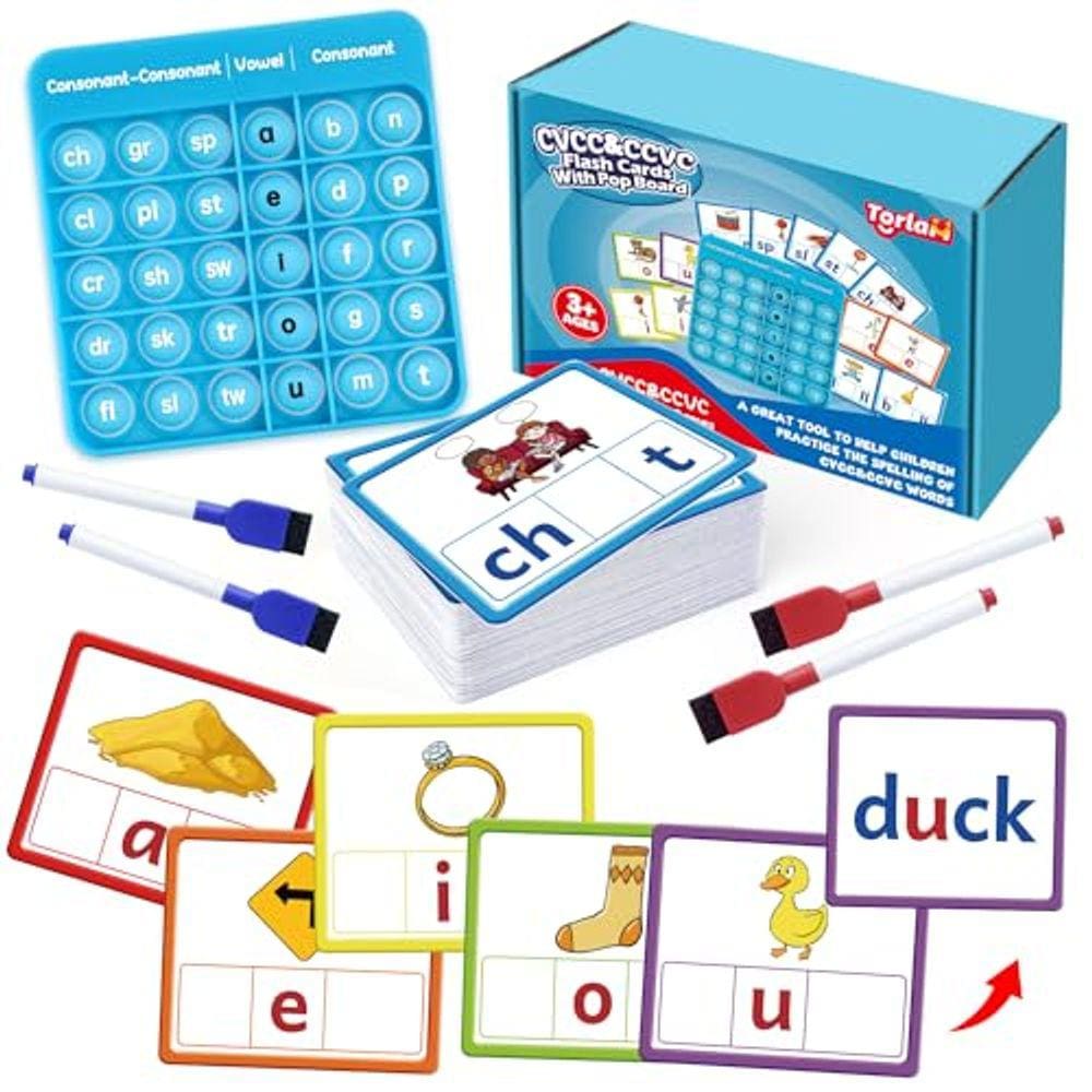 Jogos de palavras Flash Cards Torlam CVCC e CCVC para crianças